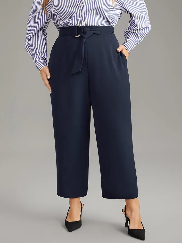 Plain Buckle Detail Bowknot Pocket Pants sold by Bloomchic
