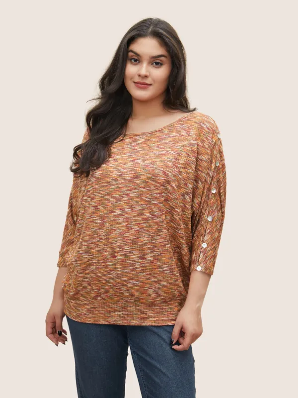 Contrast Heather Texture Cut Out T-shirt sold by Bloomchic