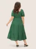 Square Neck Texture Shirred Puff Sleeve Dress sold by Bloomchic