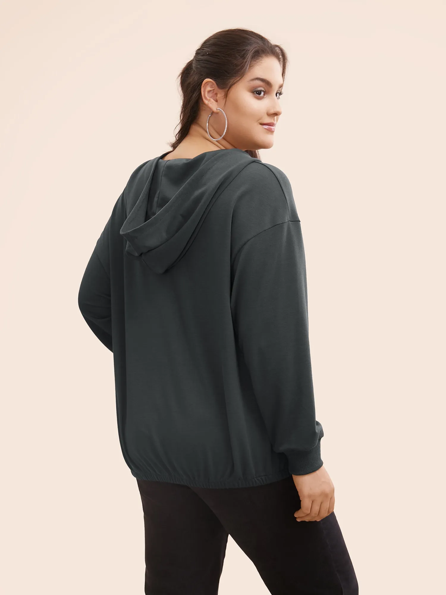 Half Zip Hooded Pocket Sweatshirt sold by Bloomchic product image thumbnail 3