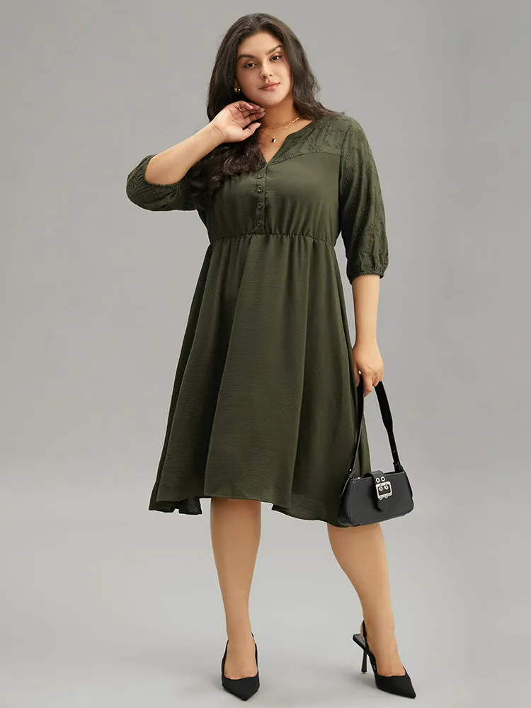 Solid Notched Eyelet Patchwork Dress sold by Bloomchic product image thumbnail 5