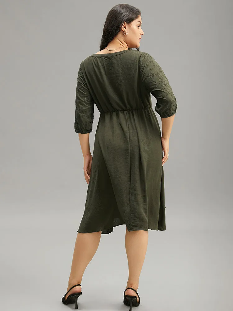 Solid Notched Eyelet Patchwork Dress sold by Bloomchic product image thumbnail 3