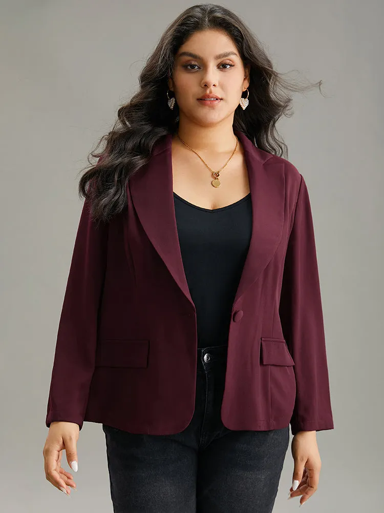 Lapel Collar Plain Twill Button Up Blazer sold by Bloomchic product image thumbnail 2