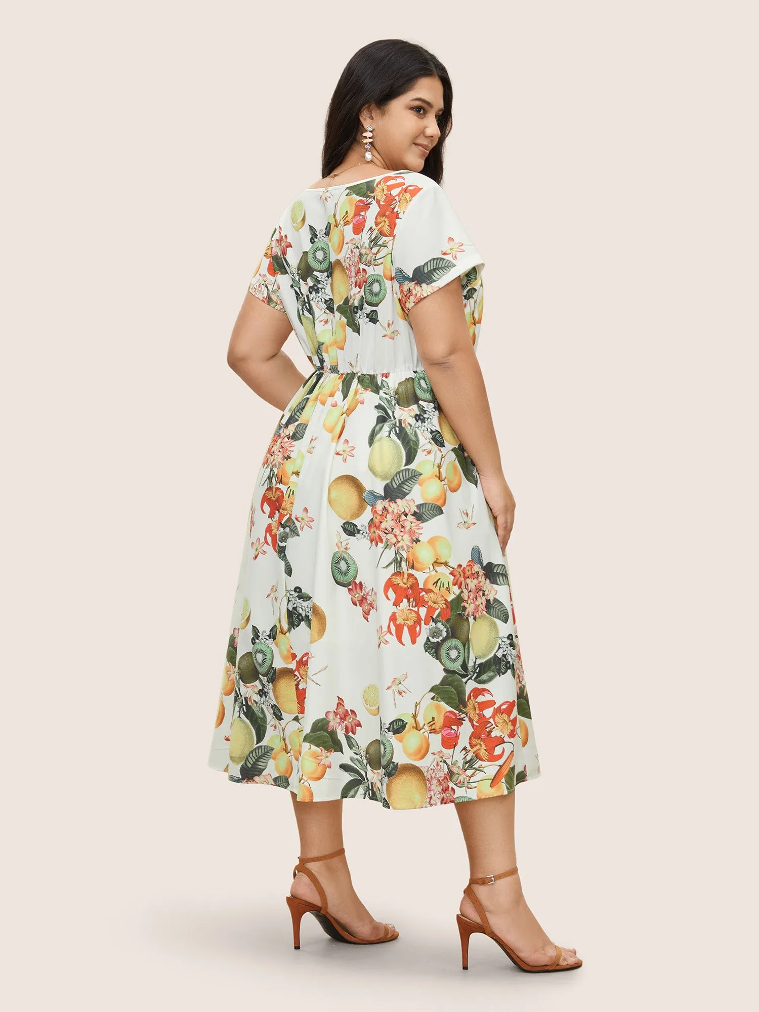 Citrus Square Neck Fruit Print Button Detail Dress sold by Bloomchic product image thumbnail 3