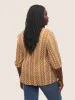 Boho Print Embroidered Eyelet Lace Knot Neck Blouse sold by Bloomchic