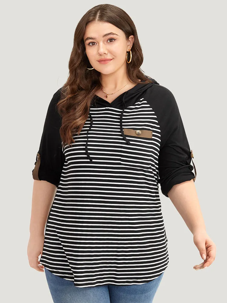 Striped Patched Pocket Button Detail T-shirt sold by Bloomchic product image thumbnail 2