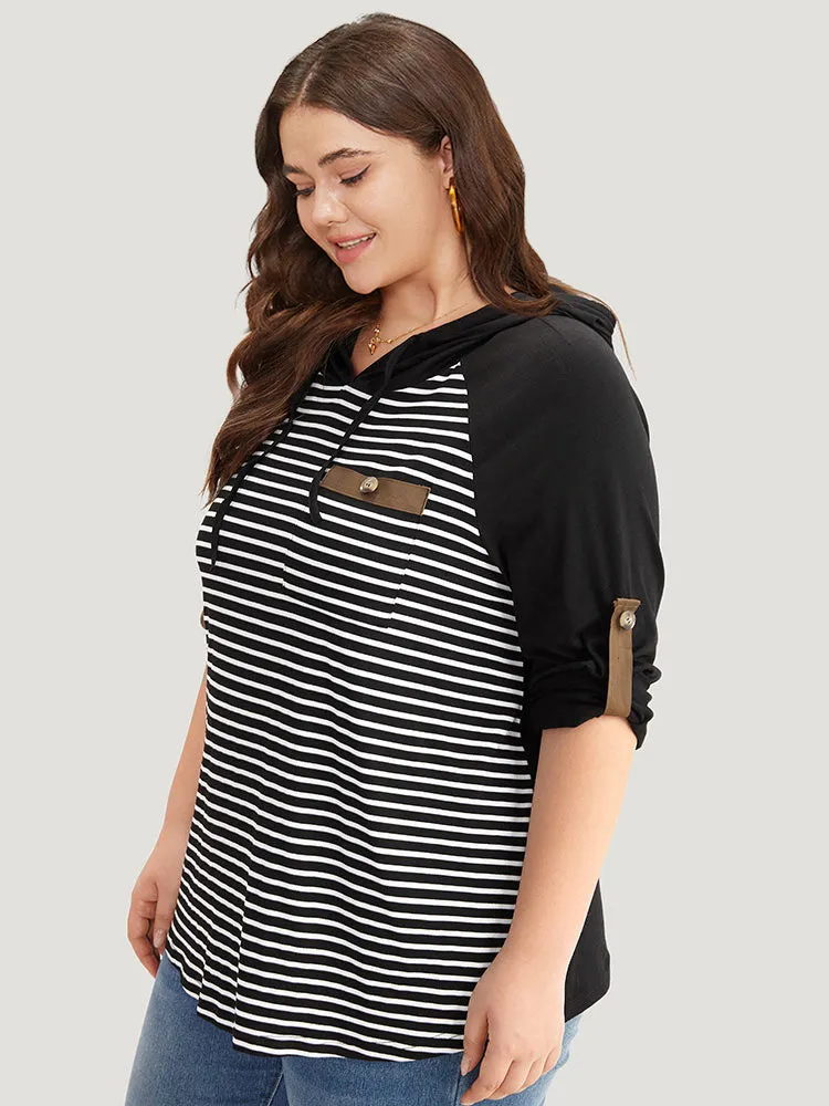 Striped Patched Pocket Button Detail T-shirt sold by Bloomchic product image thumbnail 3