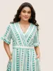 Bandana Striped Overlap Collar Flutter Hem Dress sold by Bloomchic