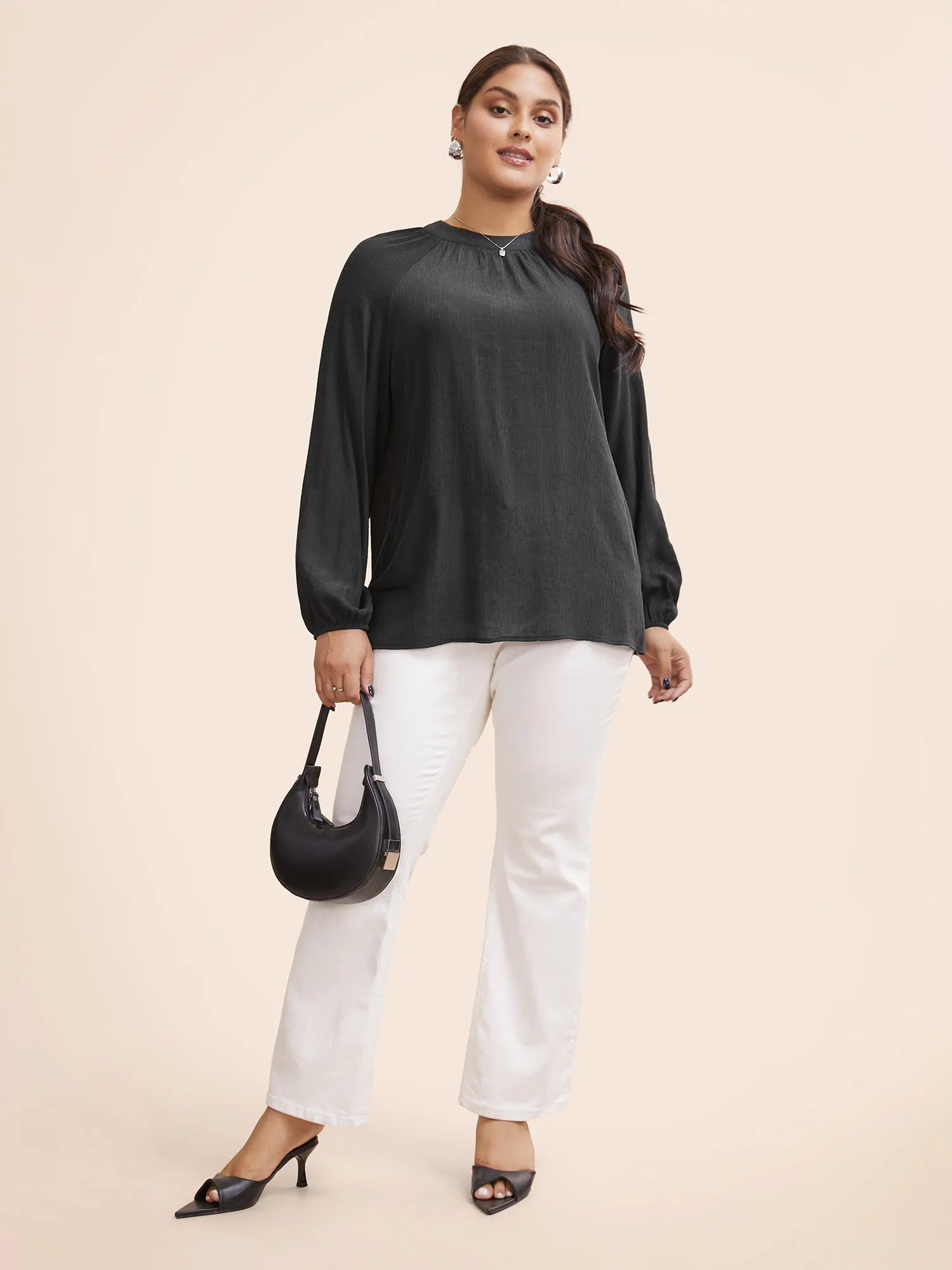 Textured Ribbon Collar Blouse sold by Bloomchic product image thumbnail 2