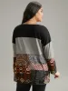 Boho Print Colorblock Contrast Crew Neck T-shirt sold by Bloomchic
