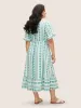 Bandana Striped Overlap Collar Flutter Hem Dress sold by Bloomchic