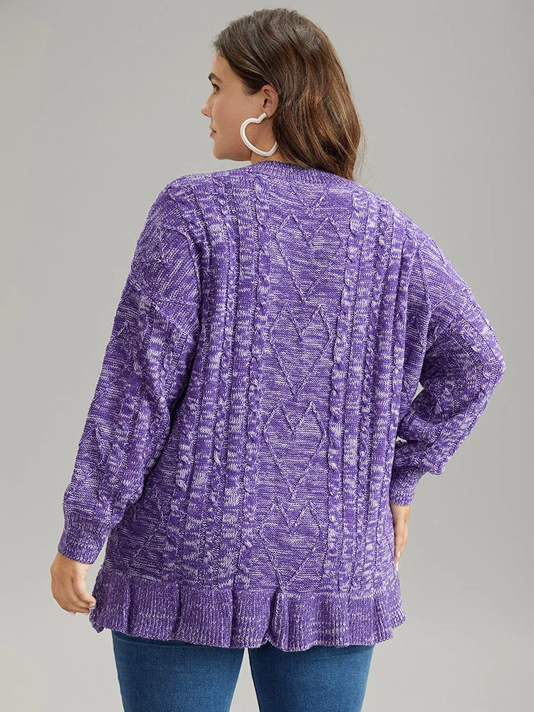 Heather Flutter Hem Cable Knit Pullover sold by Bloomchic product image thumbnail 2