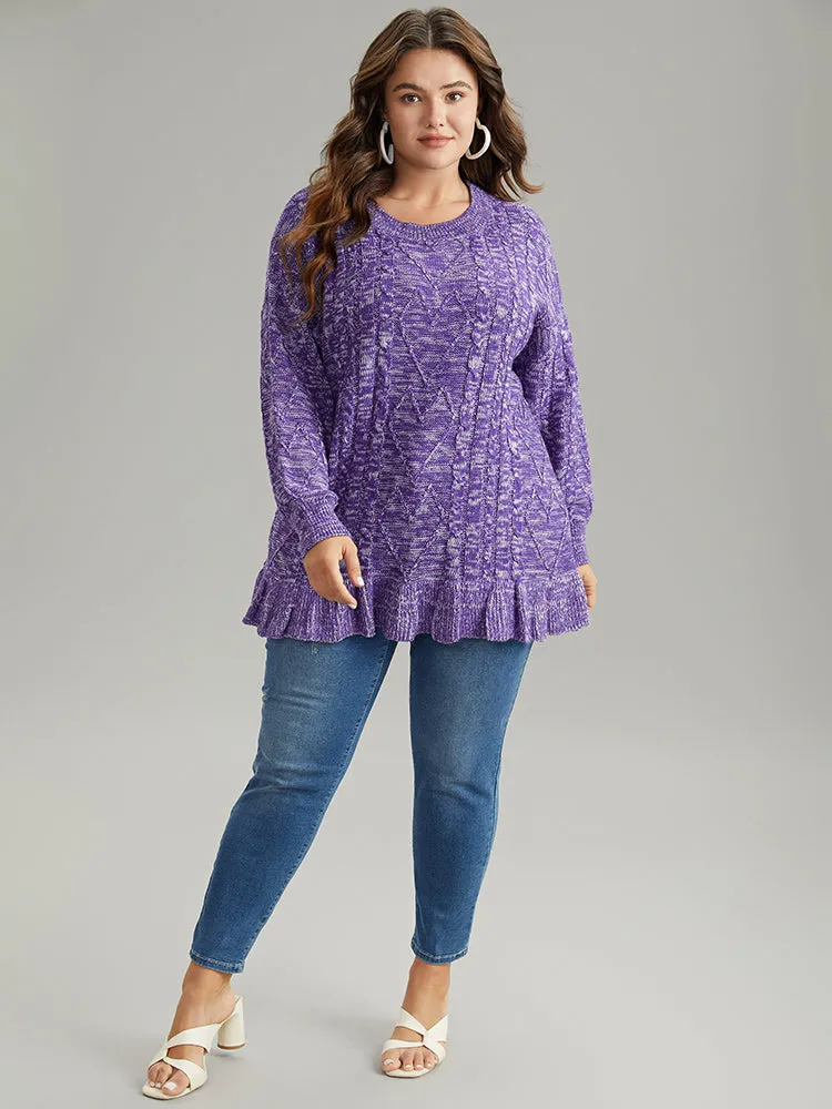 Heather Flutter Hem Cable Knit Pullover sold by Bloomchic product image thumbnail 5