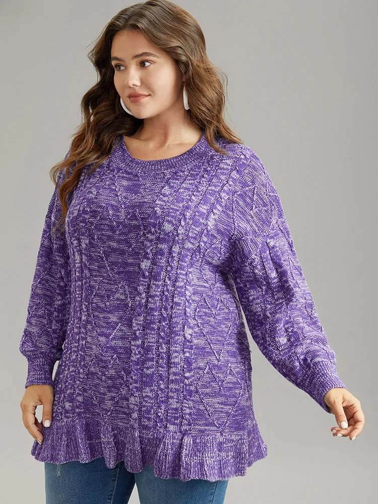 Heather Flutter Hem Cable Knit Pullover sold by Bloomchic product image thumbnail 4