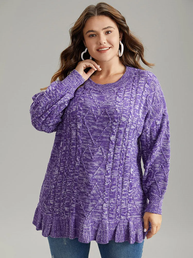 Heather Flutter Hem Cable Knit Pullover sold by Bloomchic product image thumbnail 3