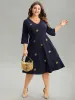 Snowflake Sequin Embroidered Pocket Dress sold by Bloomchic