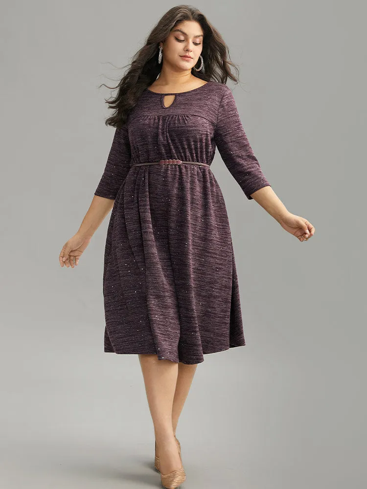 Glitter Keyhole Gathered Elastic Waist Dress sold by Bloomchic product image thumbnail 5