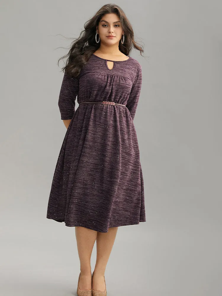 Glitter Keyhole Gathered Elastic Waist Dress sold by Bloomchic product image thumbnail 2