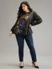 Boho Print Patchwork Mesh Lantern Sleeve Blouse sold by Bloomchic
