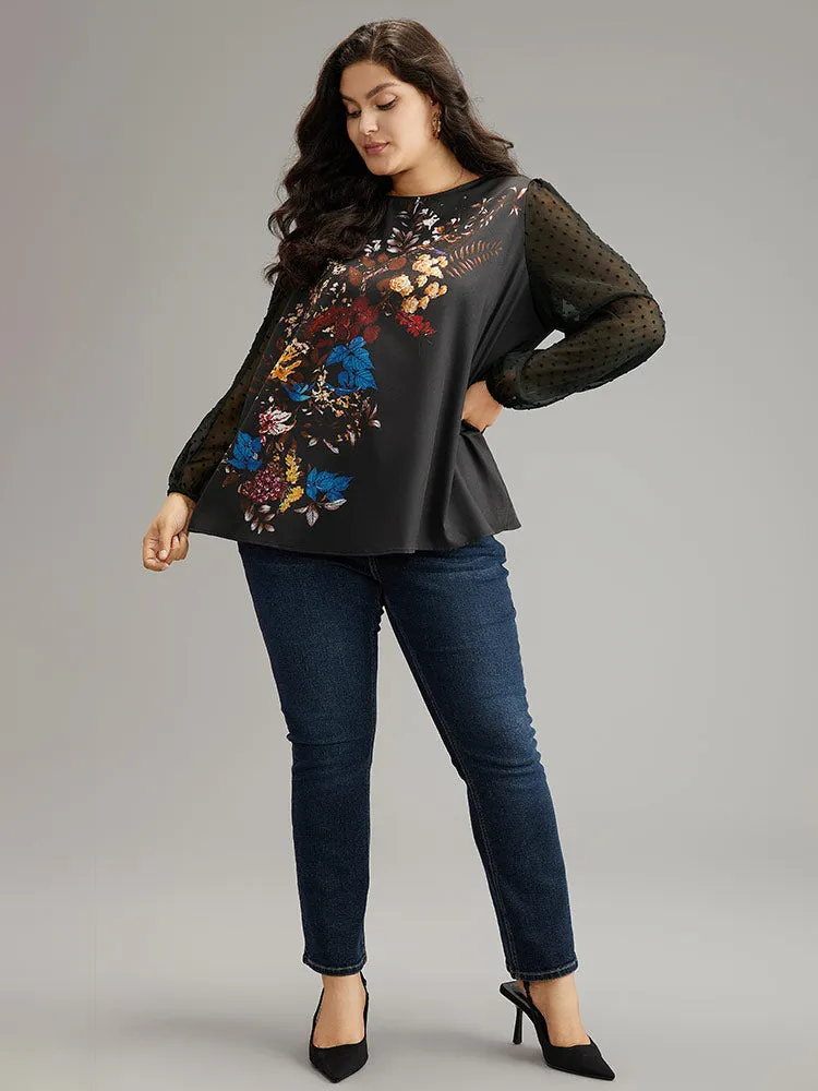 Boho Print Patchwork Mesh Lantern Sleeve Blouse sold by Bloomchic product image thumbnail 3