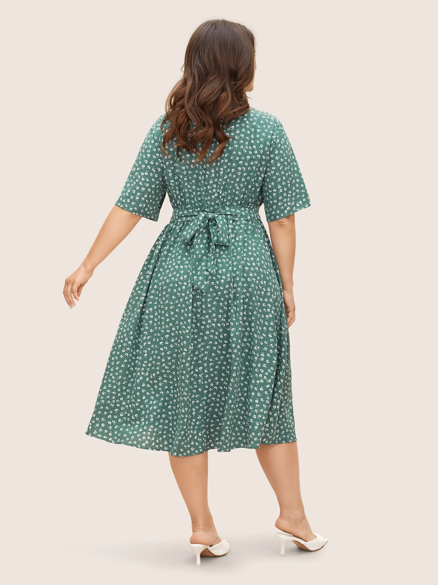 Lapel V-Neck Midi Dress sold by Bloomchic product image thumbnail 4