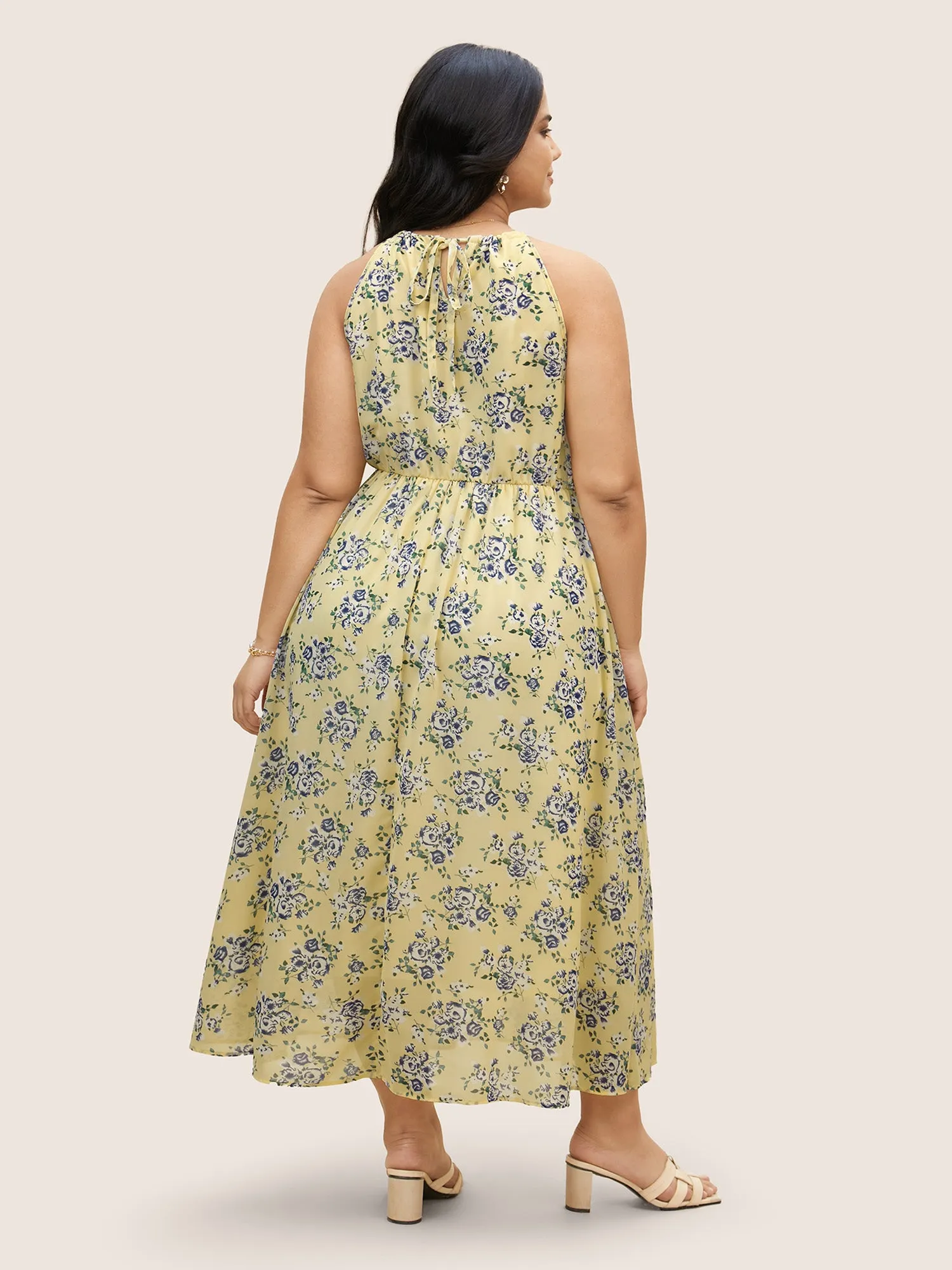 Halter Neck Floral Elastic Waist Dress sold by Bloomchic product image thumbnail 4