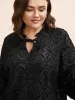 Solid Texture Tie Knot Ruffles Blouse sold by Bloomchic