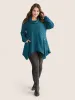 Cowl Neck Textured Button Detail Hanky Hem T-shirt sold by Bloomchic