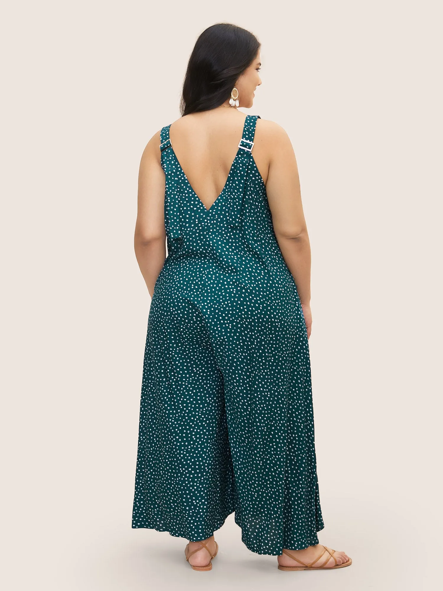 Polka Dot U Neck Wide Leg Jumpsuit sold by Bloomchic product image thumbnail 4