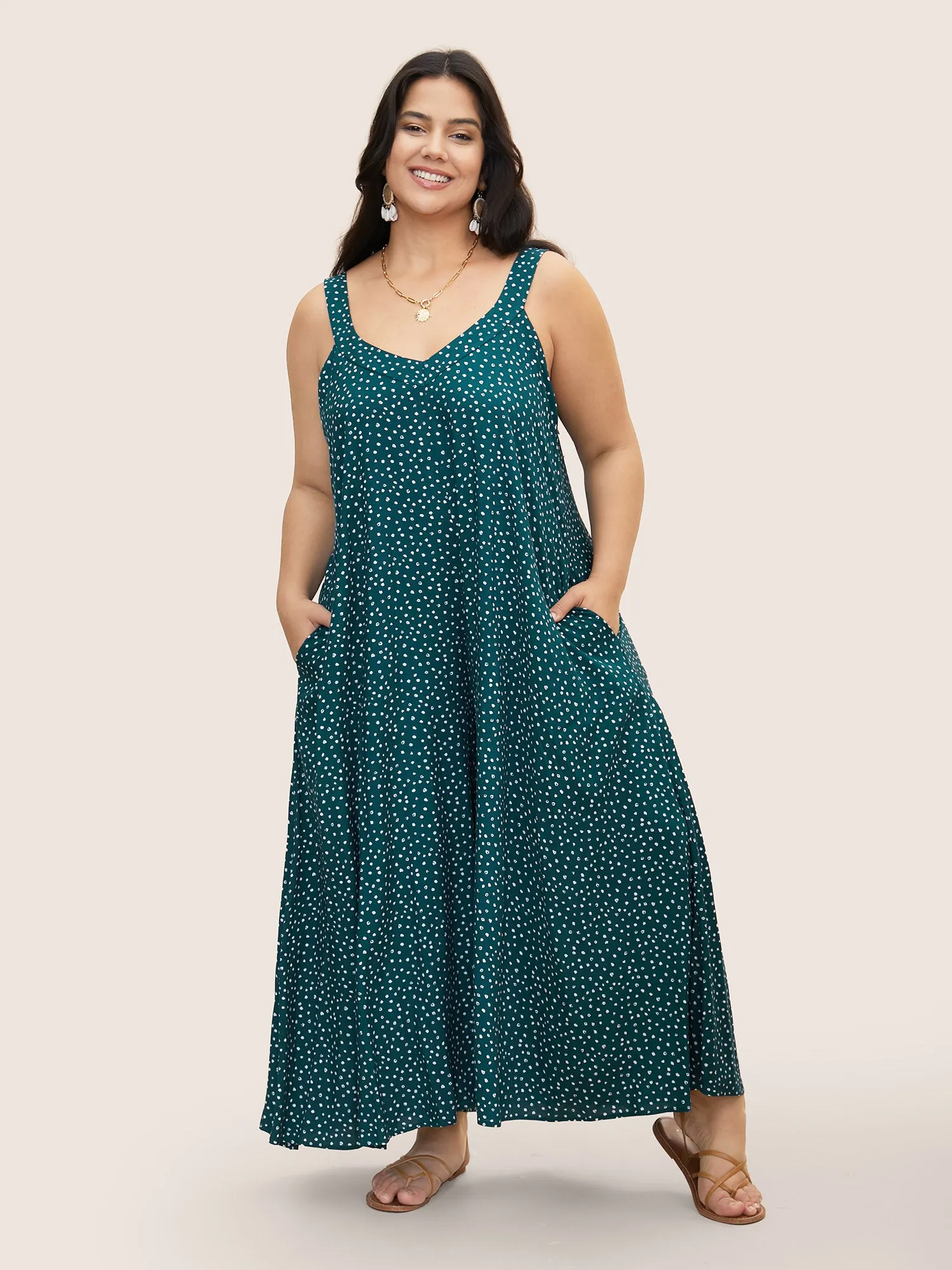 Polka Dot U Neck Wide Leg Jumpsuit sold by Bloomchic product image thumbnail 3