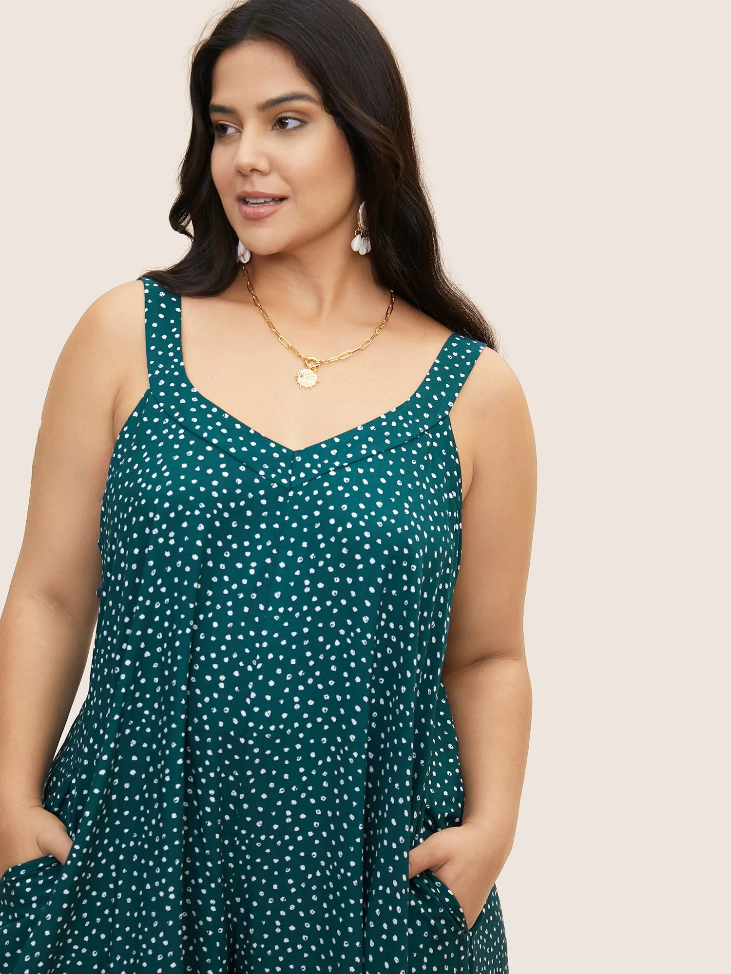 Polka Dot U Neck Wide Leg Jumpsuit sold by Bloomchic product image thumbnail 2