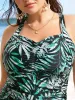 Tropical Print Heart Neckline Ruched One Piece Swimsuit sold by Bloomchic