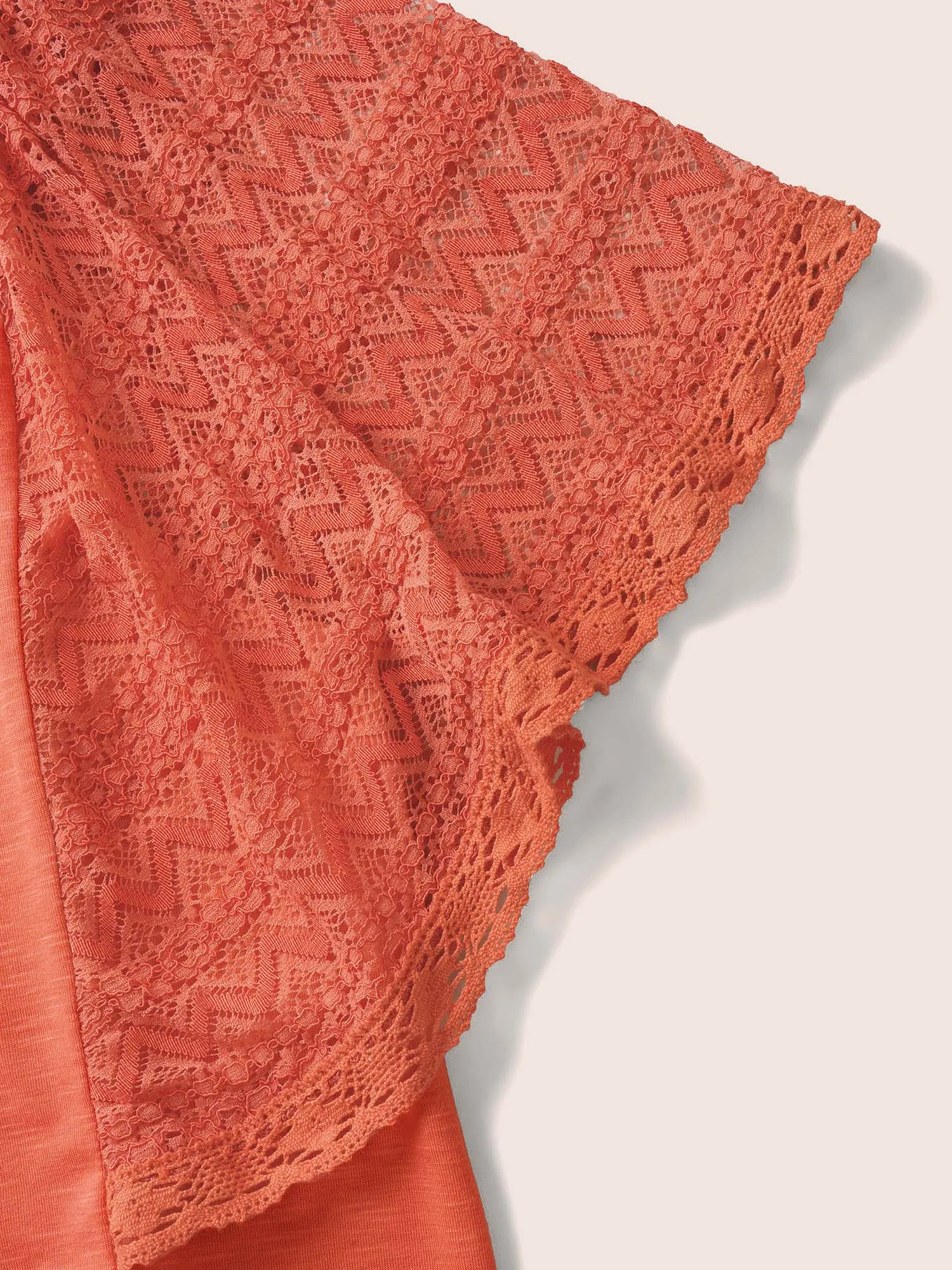 Crochet Lace Mesh Flutter Sleeve T-shirt sold by Bloomchic product image thumbnail 5