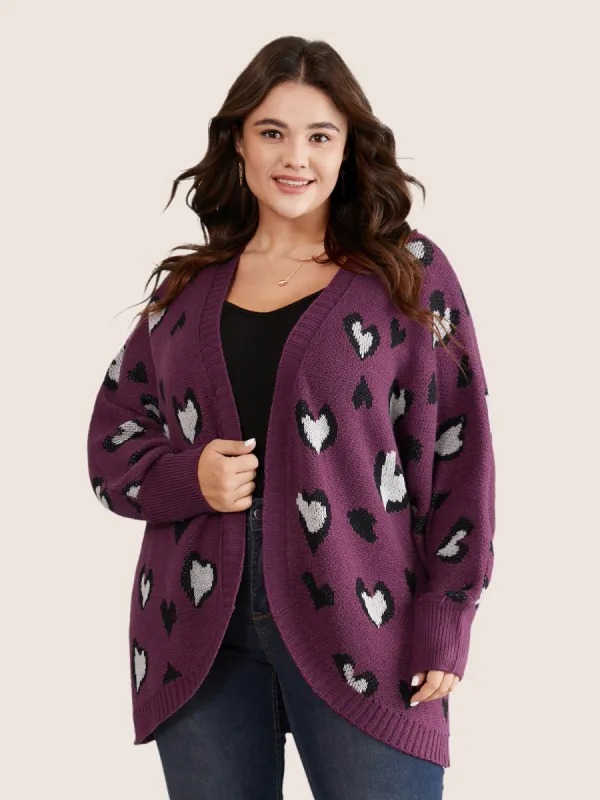 Heart Leopard Batwing Sleeve Knit Cardigan sold by Bloomchic