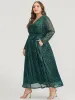 Solid Pocket Wrap Belted Sequin Mesh Maxi Dress sold by Bloomchic