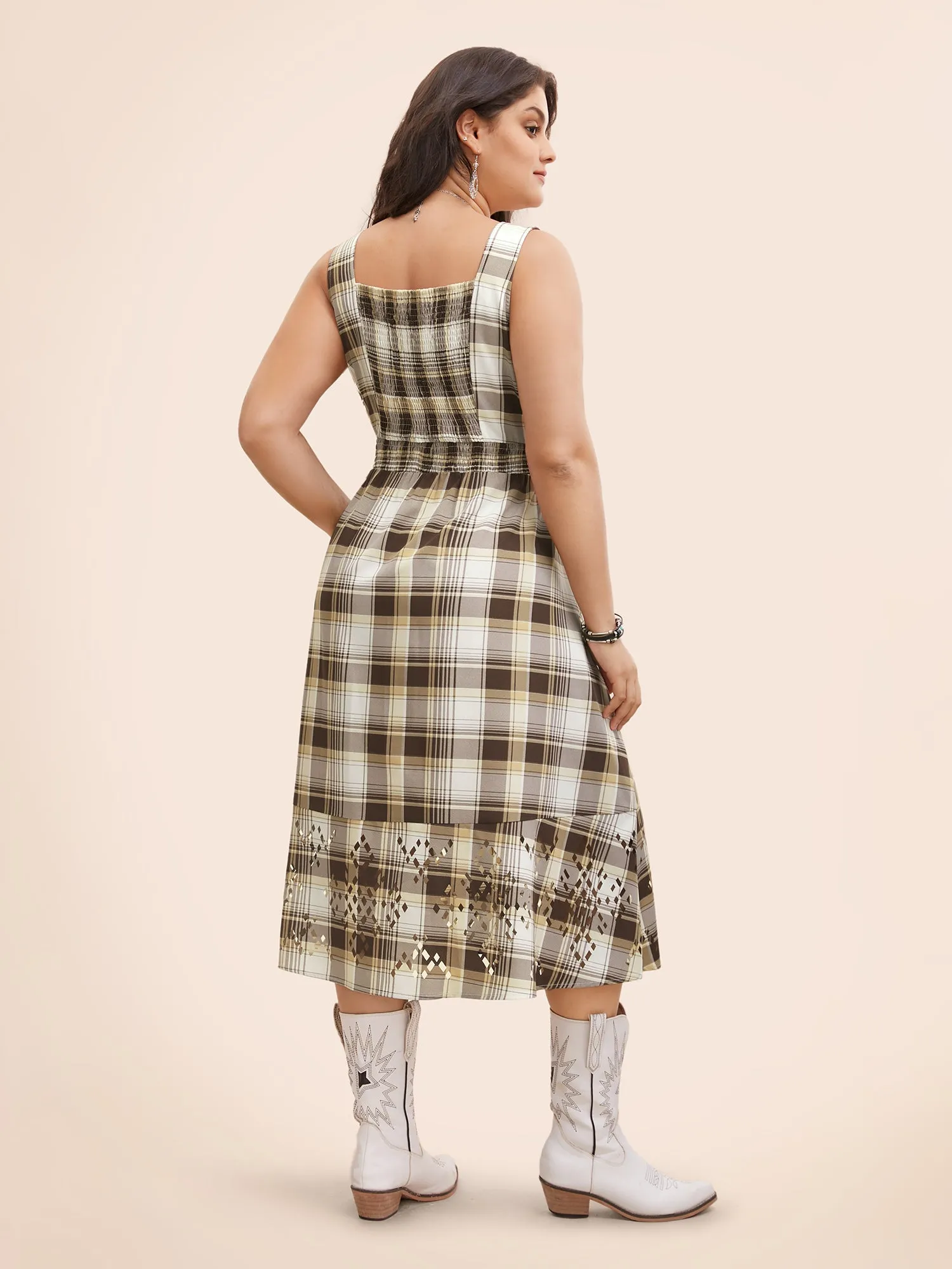 Burntout Hem Waist Defining Midi Dress sold by Bloomchic product image thumbnail 4