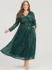 Solid Pocket Wrap Belted Sequin Mesh Maxi Dress sold by Bloomchic