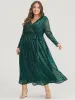 Solid Pocket Wrap Belted Sequin Mesh Maxi Dress sold by Bloomchic
