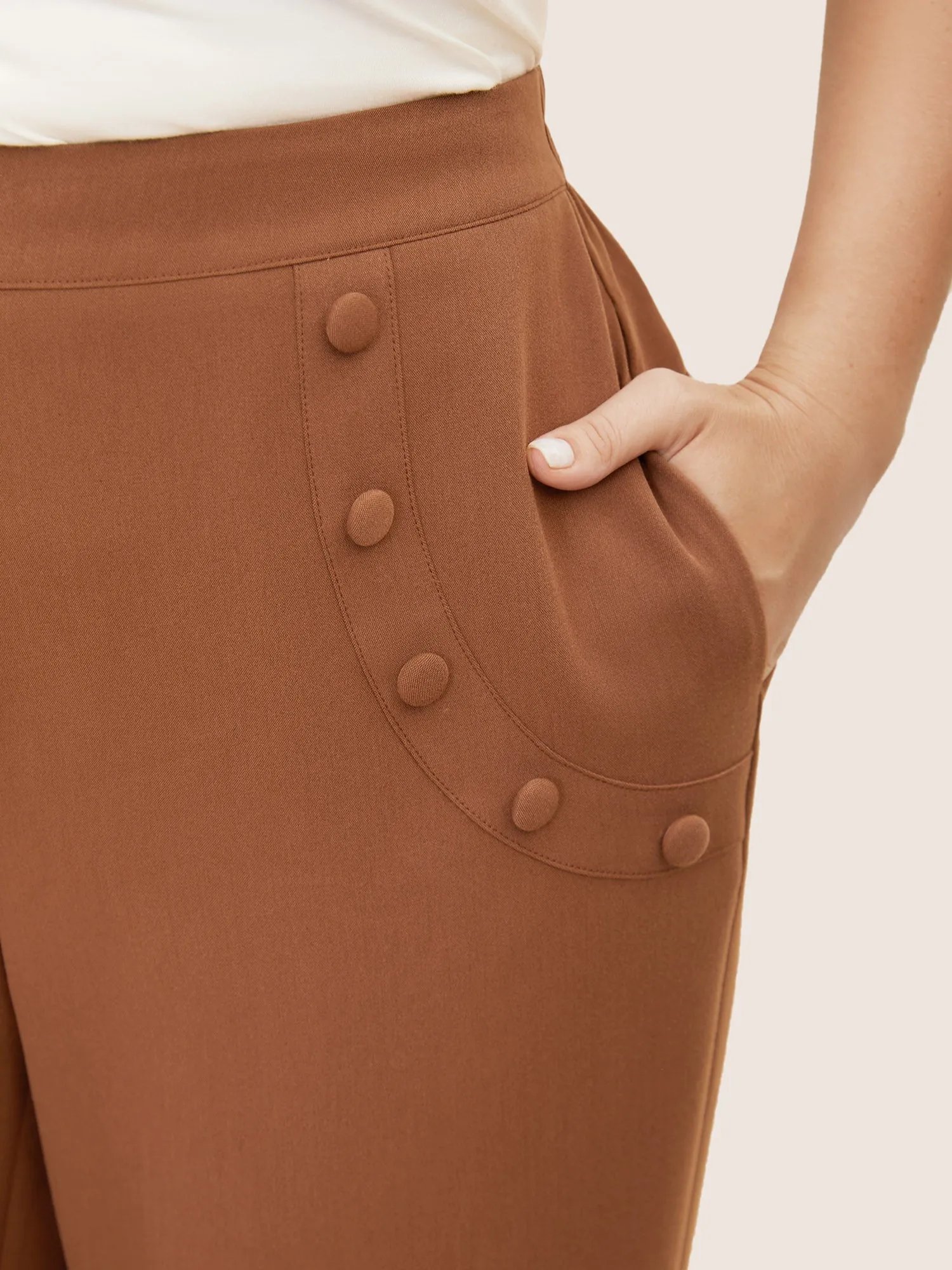 Plain Metal Detail Wide Leg Pants sold by Bloomchic product image thumbnail 4