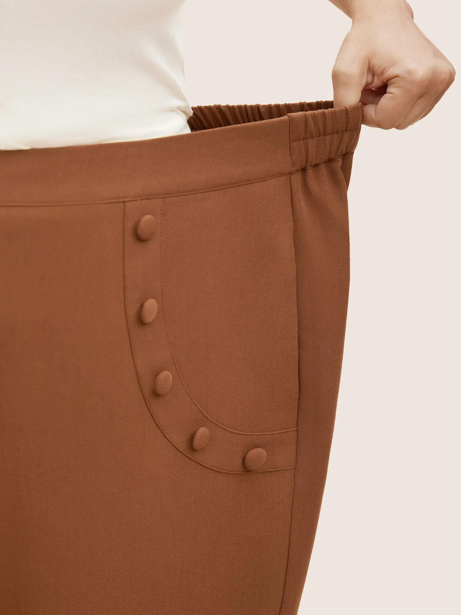 Plain Metal Detail Wide Leg Pants sold by Bloomchic product image thumbnail 5