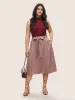 Plain Elastic Waist Pocket Belted Cropped Skirt sold by Bloomchic
