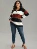 Colorblock Contrast Hollow Out Drop Shoulder Pullover sold by Bloomchic