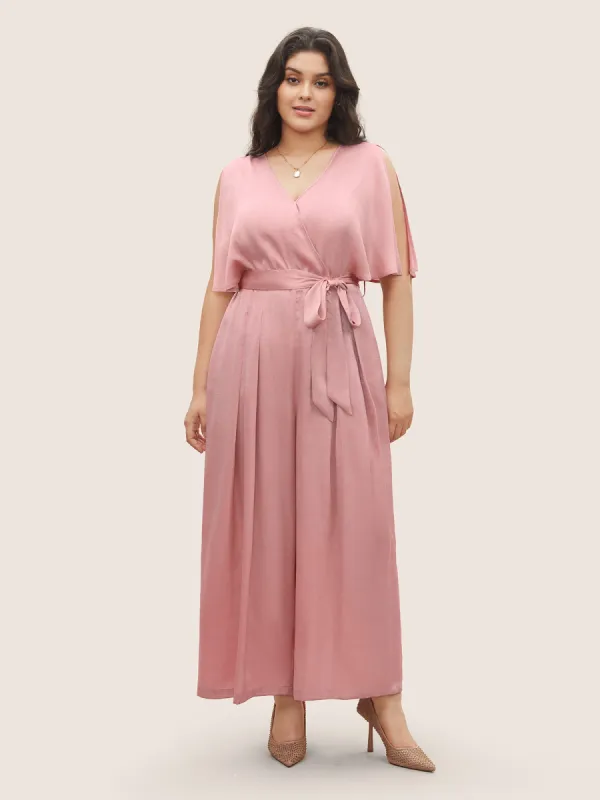 Plain Wrap Pleated Sleeveless Jumpsuit sold by Bloomchic