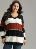 Colorblock Contrast Hollow Out Drop Shoulder Pullover sold by Bloomchic