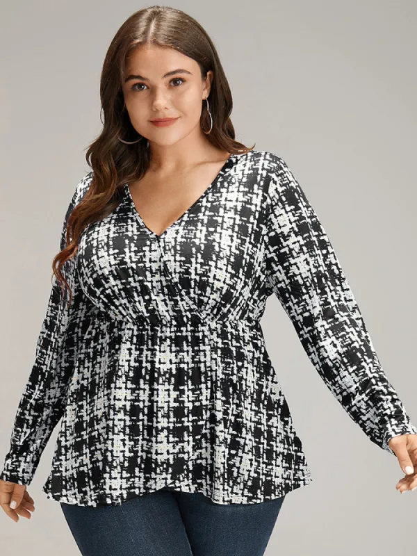 Gingham Wrap Elastic Waist T-shirt sold by Bloomchic