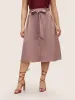 Plain Elastic Waist Pocket Belted Cropped Skirt sold by Bloomchic