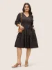 Geometric Graphic Belted Pocket V Neck Dress sold by Bloomchic