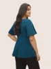 Plain Texture Square Neck Button Detail Blouse sold by Bloomchic