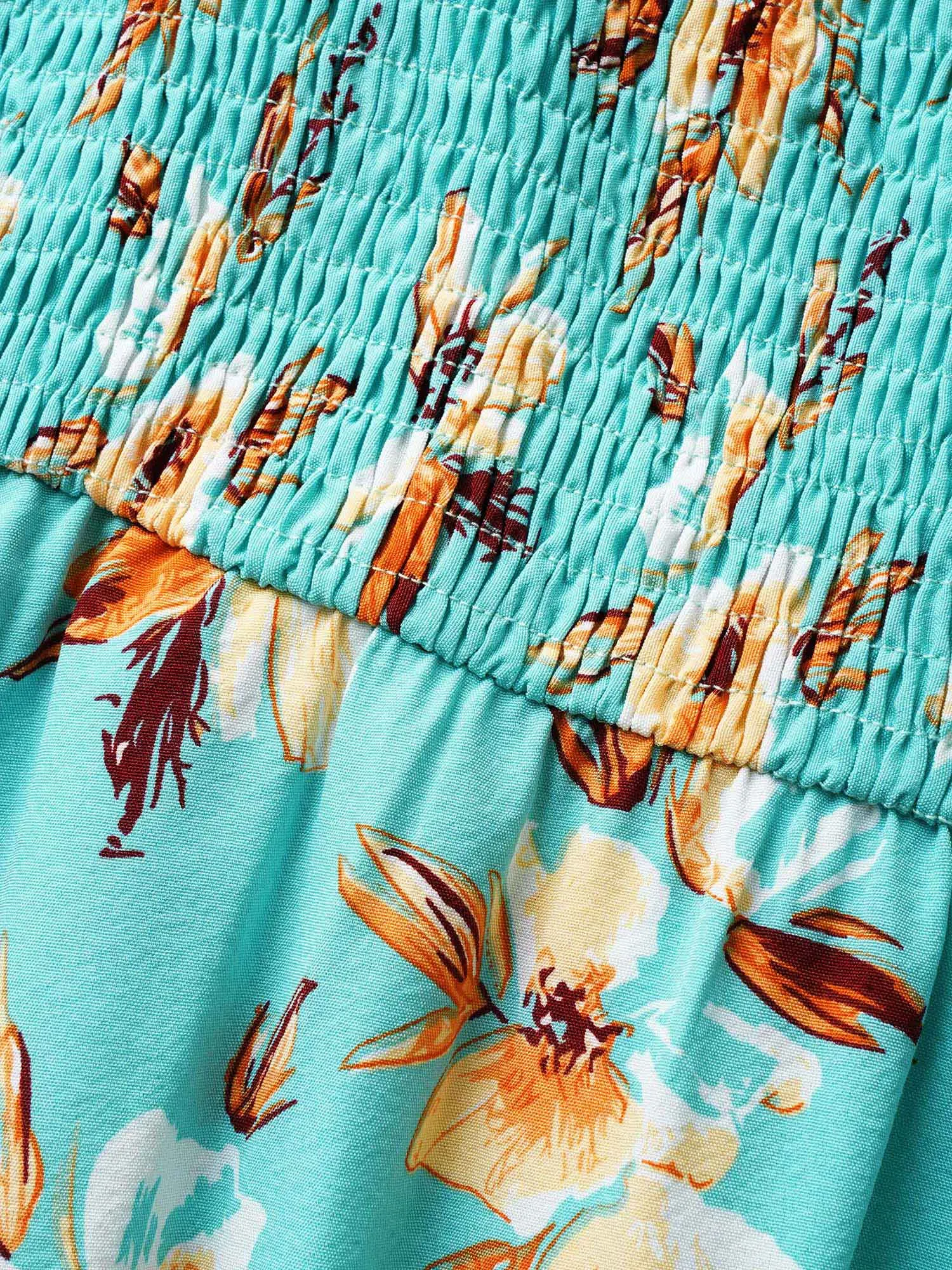 Floral Shirred Elastic Waist Split Hem Dress sold by Bloomchic product image thumbnail 5