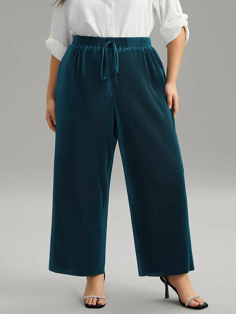 Solid Ties Plested Straight Leg Pants sold by Bloomchic